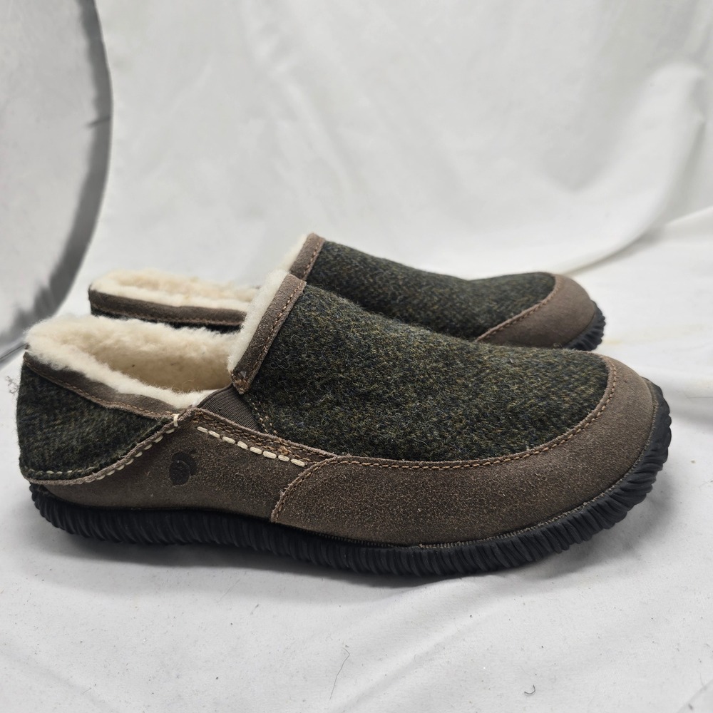 Acorn Digby Loafer Slippers Men 9 Olive Tweed Wool Suede Gorpcore Cabin Cozy